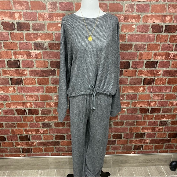 Ribbed Dolman Sleeve Loungewear Set Charcoal - Picture 10 of 13